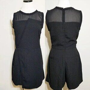 Greylin Black Mesh Skort Romper M Lagenlook Avant Garde Sheer Eyelash Playsuit